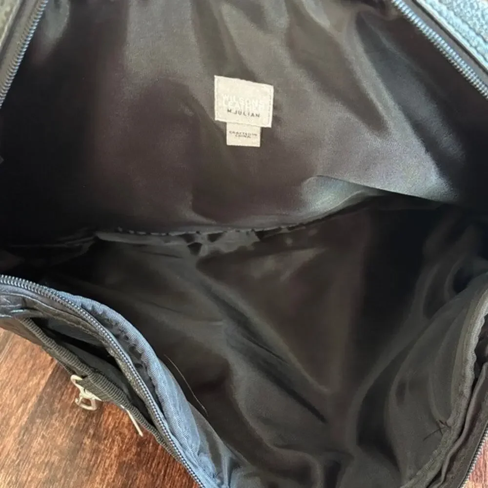 Wilsons Leather Black Messenger Bag Laptop Briefcase Satchel Work Bag